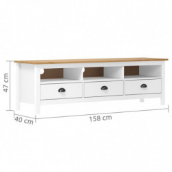 TV-Schrank Hill Range Weiß 158×40×47 cm Kiefer Massivholz