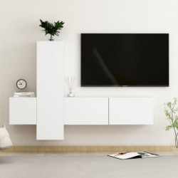 3-tlg. TV-Schrank-Set Weiß Holzwerkstoff