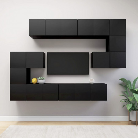 10-tlg. TV-Schrank-Set Schwarz Holzwerkstoff