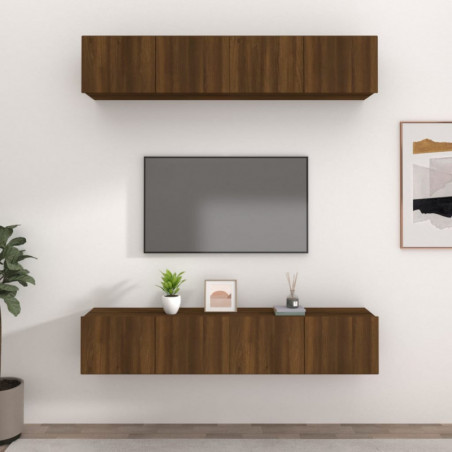 TV-Schränke 4 Stk. Braun Eichen-Optik 80x30x30 cm Holzwerkstoff