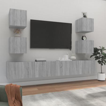 6-tlg. TV-Schrank-Set Grau Sonoma Holzwerkstoff 6-tlg. TV-Schrank-Set Grau Sonoma Holzwerkstoff