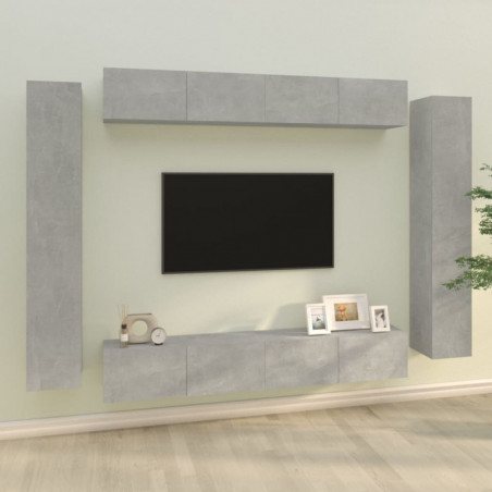 8-tlg. TV-Schrank-Set Betongrau Holzwerkstoff