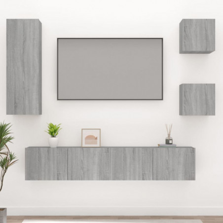 5-tlg. TV-Schrank-Set Grau Sonoma Holzwerkstoff 5-tlg. TV-Schrank-Set Grau Sonoma Holzwerkstoff