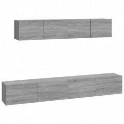 4-tlg. TV-Schrank-Set Grau Sonoma Holzwerkstoff