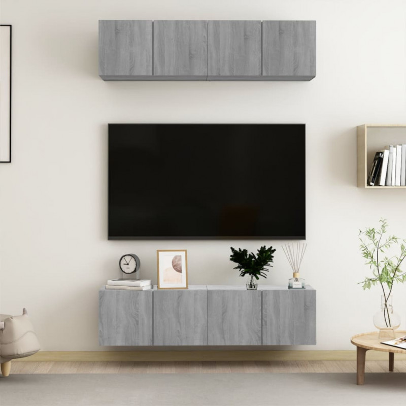 TV-Wandschränke 4 Stk. Grau Sonoma 60x30x30 cm Holzwerkstoff