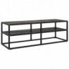 TV-Schrank Schwarz mit Schwarzer Marmor-Optik Glas 120x40x40 cm