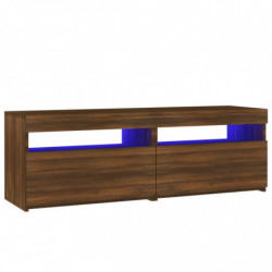 TV-Schrank mit LED-Leuchten Braun Eichen-Optik 120x35x40 cm