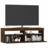 TV-Schrank mit LED-Leuchten Braun Eichen-Optik 120x35x40 cm