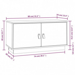 TV-Schrank Grau 80x34x40 cm Massivholz Kiefer