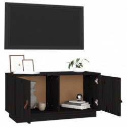 TV-Schrank Schwarz 80x34x40 cm Massivholz Kiefer