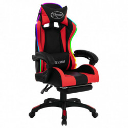 Gaming-Stuhl mit RGB LED-Leuchten Rot und Schwarz Kunstleder