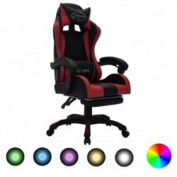 Gaming-Stuhl mit RGB LED-Leuchten Weinrot Schwarz Kunstleder