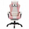 Gaming-Stuhl mit RGB LED-Leuchten Rosa und Weiß Kunstleder