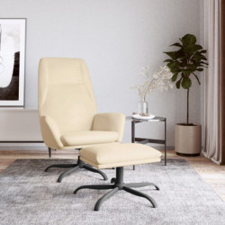 Relaxsessel mit Hocker Cremeweiß Samt