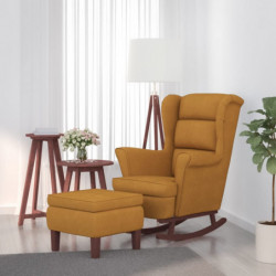 Schaukelsessel und Hocker mit Holzbeinen Braun Samt