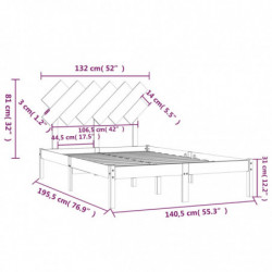 Massivholzbett Grau 135x190 cm 4FT6 Double