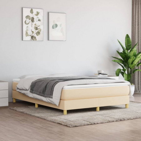 Boxspringbett Creme 140x190 cm Stoff