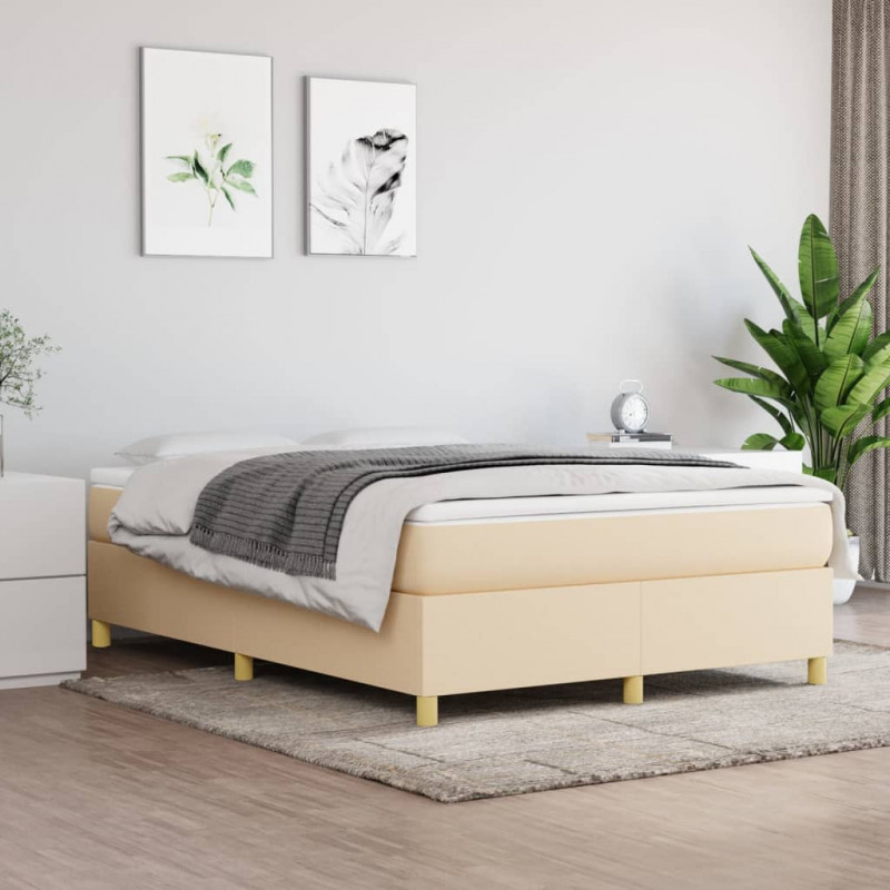 Boxspringbett Creme 140x190 cm Stoff