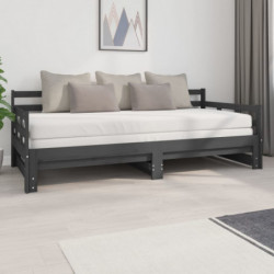 Tagesbett Ausziehbar Grau Massivholz Kiefer 2x(90x200) cm