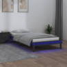 Massivholzbett mit LEDs Grau 90x200 cm