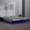 Massivholzbett mit LEDs Schwarz 120x190 cm 4FT Small Double