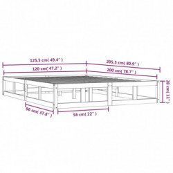 Massivholzbett Grau 120x200 cm