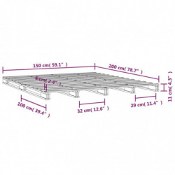 Massivholzbett Grau 150x200 cm Kiefer 5FT King Size