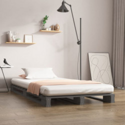 Massivholzbett Grau 90x190 cm Kiefer 3FT Single