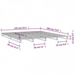 Massivholzbett Schwarz 135x190 cm Kiefer 4FT6 Double