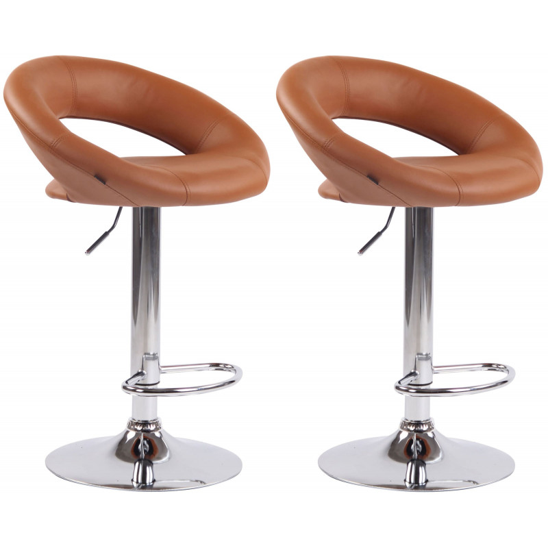 2er Set Barhocker Olinda Kunstleder chrom