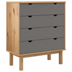 Schubladenschrank Braun Grau 76,5x39,5x90cm Massivholz Kiefer