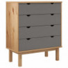 Schubladenschrank Braun Grau 76,5x39,5x90cm Massivholz Kiefer