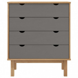 Schubladenschrank Braun Grau 76,5x39,5x90cm Massivholz Kiefer