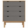 Schubladenschrank Braun Grau 76,5x39,5x90cm Massivholz Kiefer