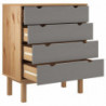 Schubladenschrank Braun Grau 76,5x39,5x90cm Massivholz Kiefer