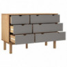 Schubladenschrank Braun Grau 113,5x39,5x73cm Massivholz Kiefer