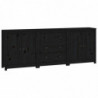 Sideboard Schwarz 210x35x80 cm Massivholz Kiefer