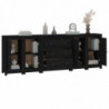 Sideboard Schwarz 230x35x80 cm Massivholz Kiefer