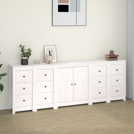 5-tlg. Sideboard-Set Weiß Massivholz Kiefer