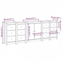 5-tlg. Sideboard-Set Weiß Massivholz Kiefer