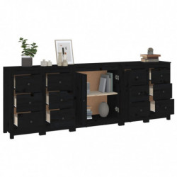 5-tlg. Sideboard-Set Schwarz Massivholz Kiefer