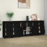 Sideboard Schwarz 230x35x80 cm Massivholz Kiefer