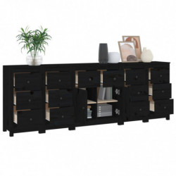 Sideboard Schwarz 230x35x80 cm Massivholz Kiefer