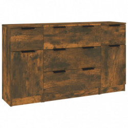 3-tlg. Sideboard-Set Räuchereiche Holzwerkstoff