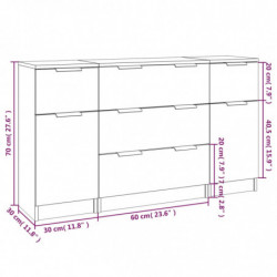 3-tlg. Sideboard-Set Räuchereiche Holzwerkstoff