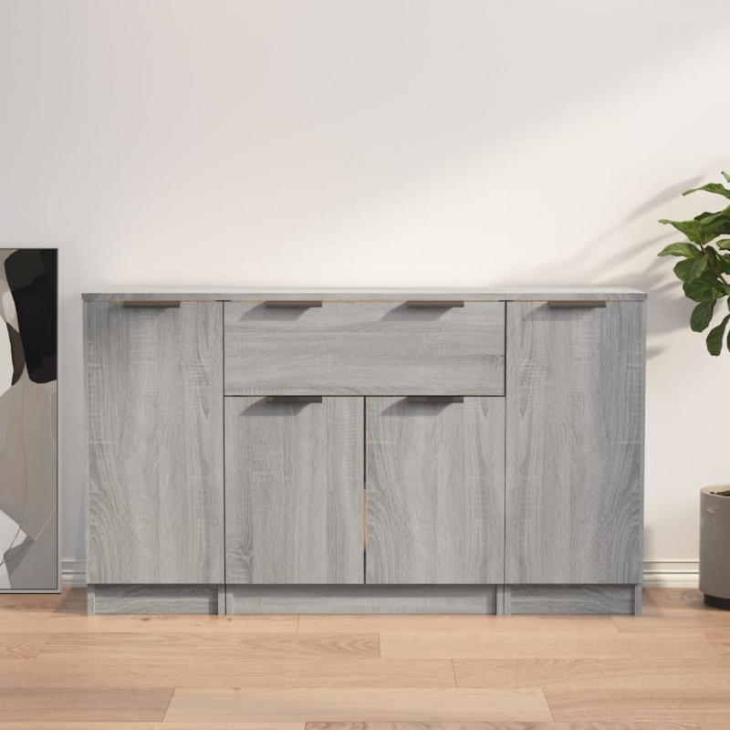 Sideboards 3 Stk. Grau Sonoma Holzwerkstoff