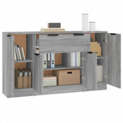 Sideboards 3 Stk. Grau Sonoma Holzwerkstoff