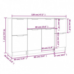 Sideboards 3 Stk. Grau Sonoma Holzwerkstoff