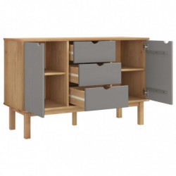 Sideboard Braun und Grau 113,5x43x73 cm Massivholz Kiefer