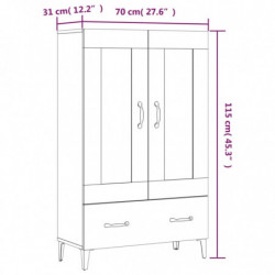 Highboard Weiß 70x31x115 cm Holzwerkstoff